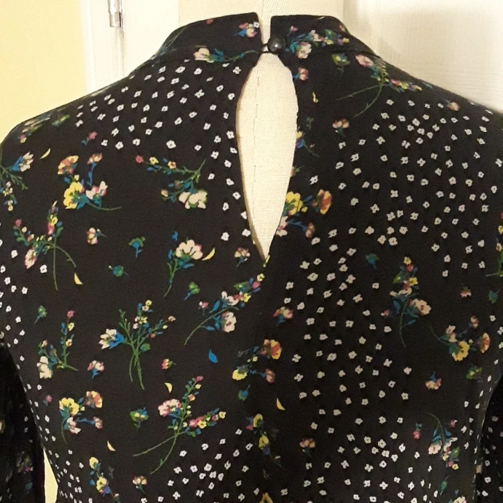 Art Class Floral Long sleeve Ruffle tiered High Neck boho Top Girls XL Women S - Picture 11 of 14